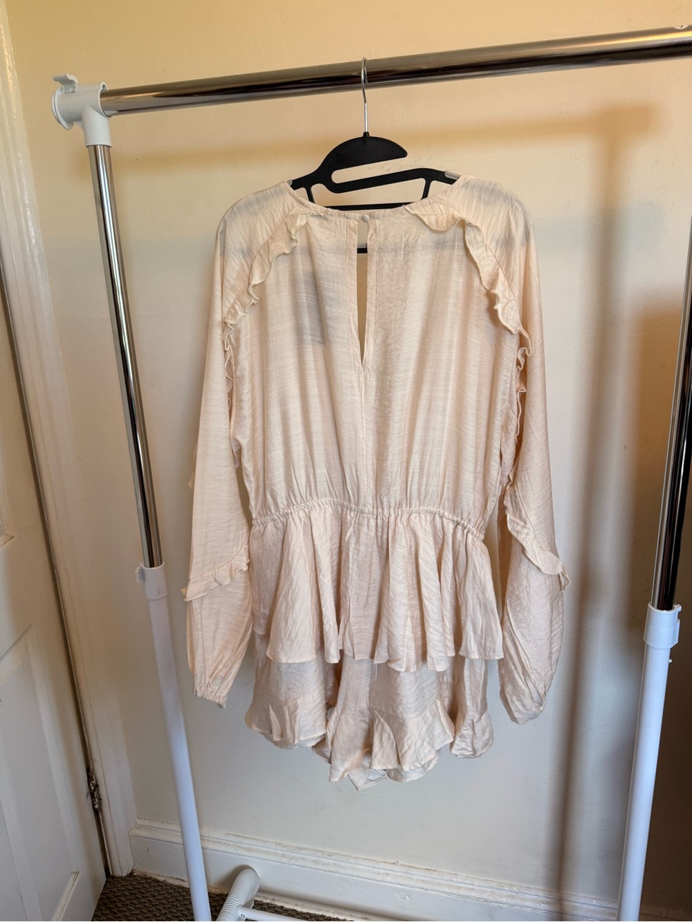 Light Cream Ruffle Romper - Picture 3 of 4